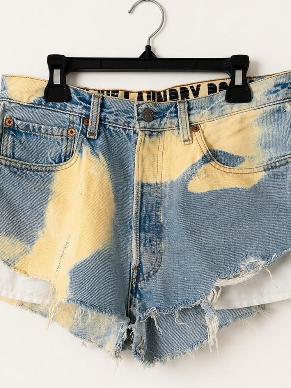 Levi’s Bleach-Effect Denim Cutoff Shorts - Blue & Cream - Picture 3 of 4